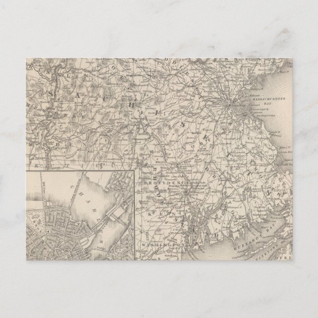 Massachusetts und Insel Rhode Postkarte (Vorderseite)