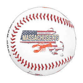 Massachusetts United Staaten Retro Map Vintag USA Baseball