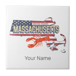 Massachusetts United Staaten Retro Map Vintag USA Fliese