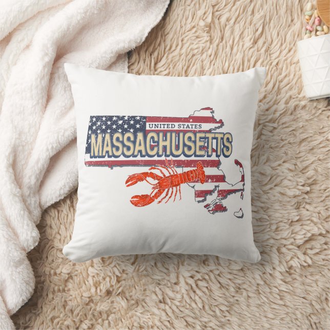 Massachusetts United Staaten Retro Map Vintag USA Kissen (Decke)