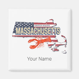 Massachusetts United Staaten Retro Map Vintag USA Magnet