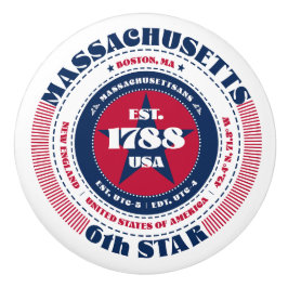 Massachusetts US Staat Red White Blue Typografy Keramikknauf