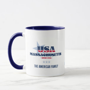 Massachusetts USA 1788 Blauster personalisierte Ta Tasse