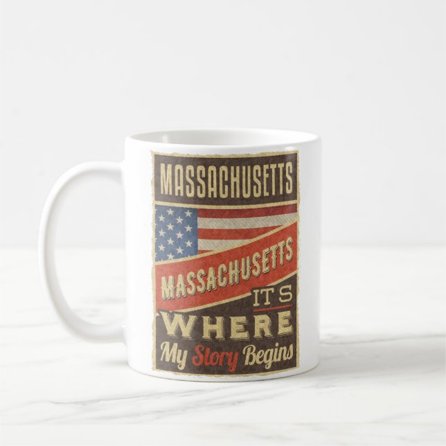 Massachusetts USA Flag Kaffeetasse (Links)