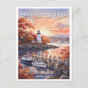 Massachusetts USA Vintage Reise Postkarte