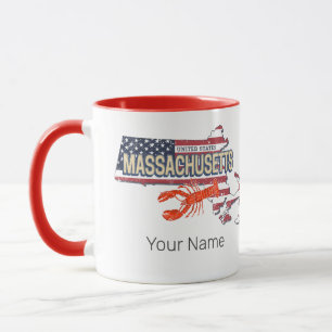 Massachusetts Vereinigte Staaten Retro-Karte Vinta Tasse