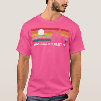 Massachusetts Vintage-Sonnenuntergang Outdoor-Wand T-Shirt