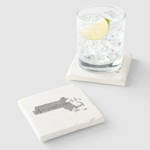 Massachusetts Vintages graues Kopfbrett Steinuntersetzer