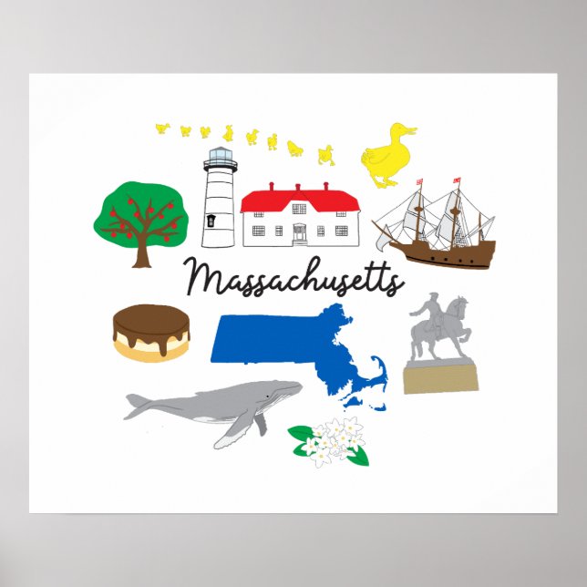 Massachusetts Wall Art Print Poster (Vorne)