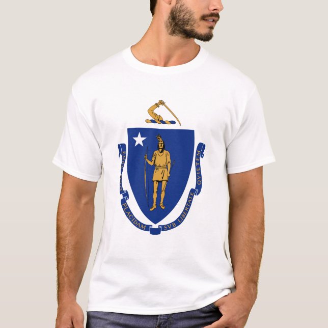 Massachusetts Wappen, amerikanischer T - Shirt (Vorderseite)