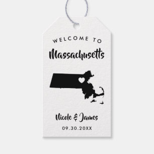 Massachusetts Wedding Welcome Bag Tags, Karte Geschenkanhänger