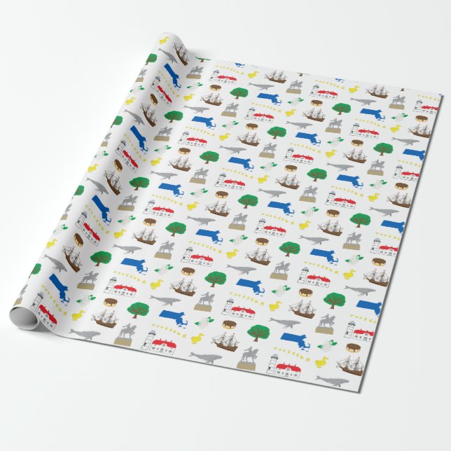 Massachusetts Wrapping Paper Geschenkpapier (Ungerollt)