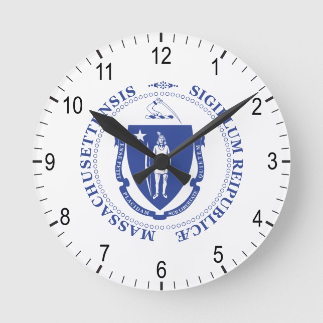 Massachusetts-Zeichen Runde Wanduhr (Vorderseite)