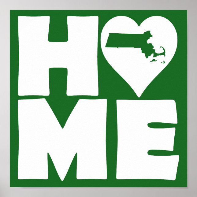 Massachusetts Zuhause Heart Staat Plakatzeichen Poster (Vorne)