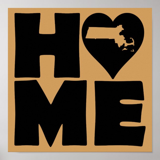 Massachusetts Zuhause Heart Staat Plakatzeichen Poster (Vorne)