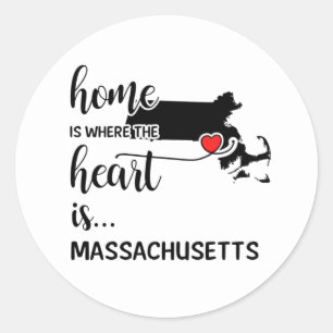 Massachusetts Zuhause ist das Herz Runder Aufkleber