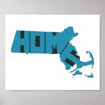Massachusetts Zuhause Staat Blue Word Art
