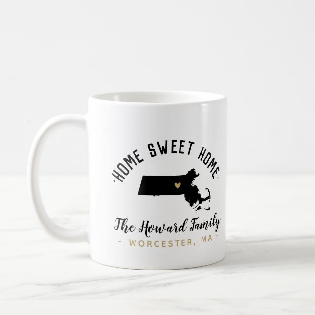 Massachusetts Zuhause Sweet Zuhause Family Monogra Tasse (Links)