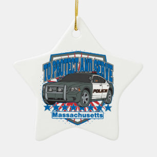 Massachusetts, zum des Polizeiwagens zu schützen Keramikornament