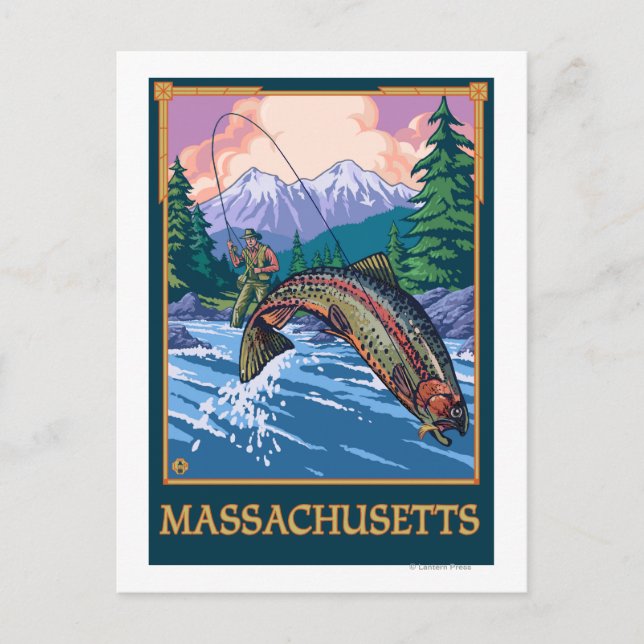 MassachusettsAngler Fisherman Scene Postkarte (Vorderseite)