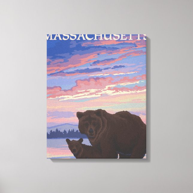 MassachusettsBär und Cub Leinwanddruck (Vorderseite)