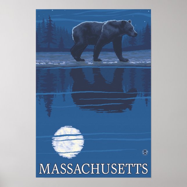 MassachusettsBear im Mondschein Poster (Vorne)