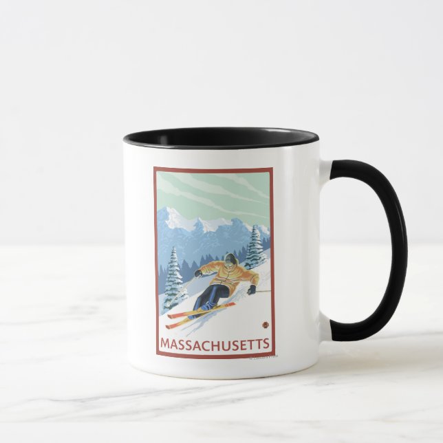 MassachusettsDownhill Skier Scene Tasse (Rechts)