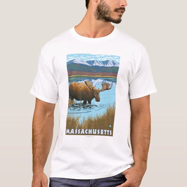 MassachusettsMoose, das im See trinkt T-Shirt (Vorderseite)