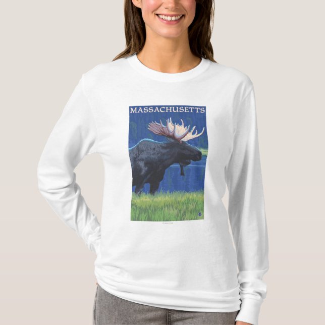 MassachusettsMoose im Mondschein T-Shirt (Vorderseite)