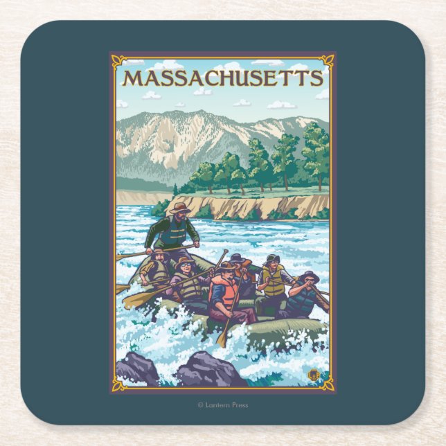 MassachusettsRiver, das Szene flößt Rechteckiger Pappuntersetzer (Vorderseite)