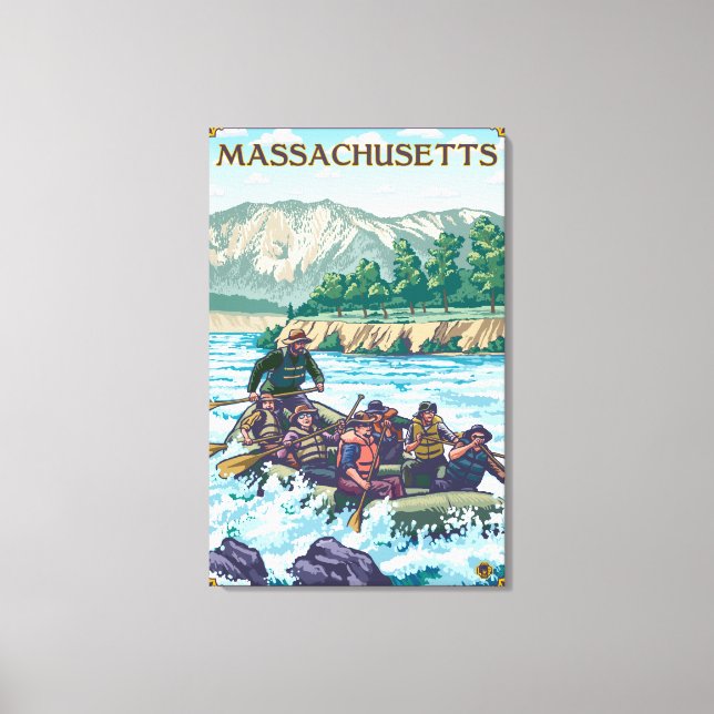MassachusettsRiver Rafting Scene Leinwanddruck (Vorderseite)