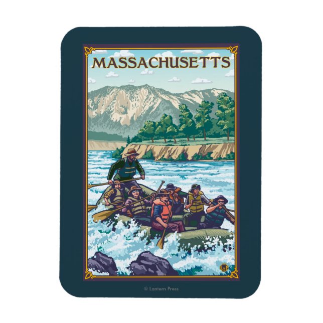 MassachusettsRiver Rafting Scene Magnet (Vertikal)