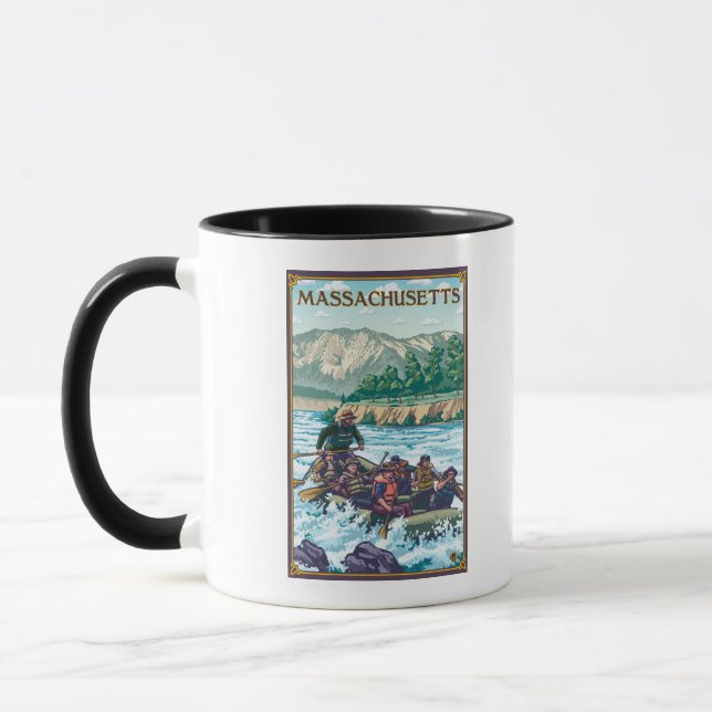 MassachusettsRiver Rafting Scene Tasse (Links)