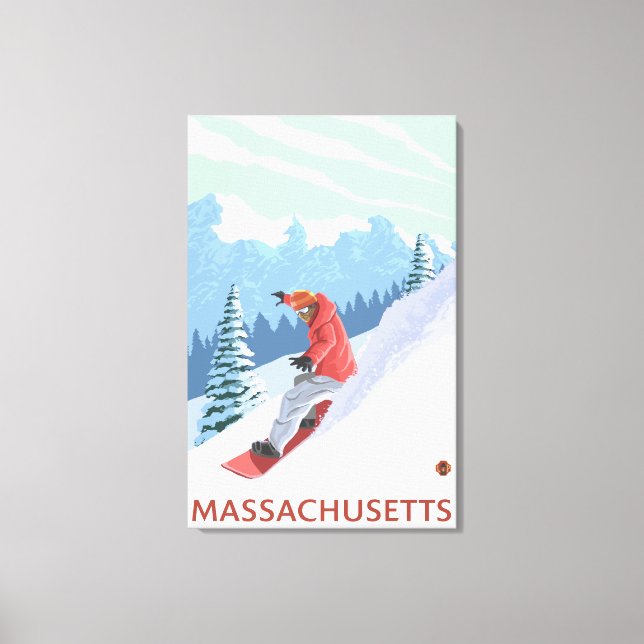 MassachusettsSnowboarder Scene Leinwanddruck (Vorderseite)