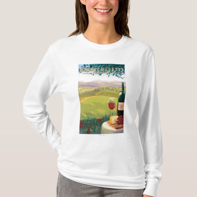 MassachusettsWine Land-Szene T-Shirt (Vorderseite)