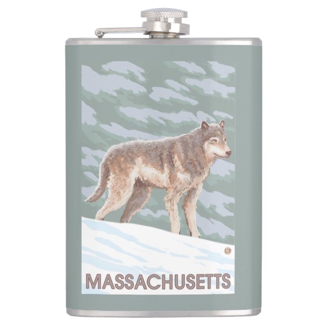 MassachusettsWolf Szene Flachmann (Vorderseite)