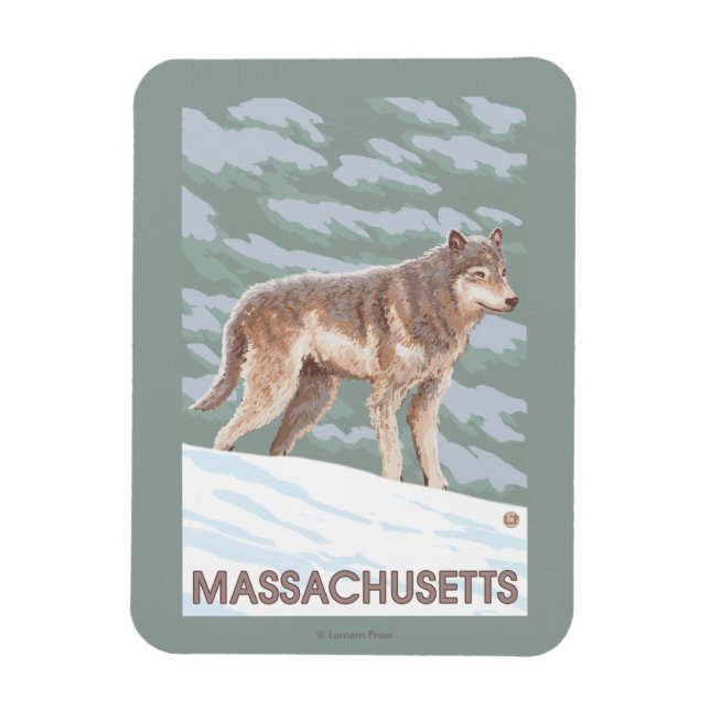 MassachusettsWolf Szene Magnet (Vertikal)
