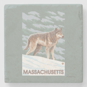 MassachusettsWolf Szene Steinuntersetzer