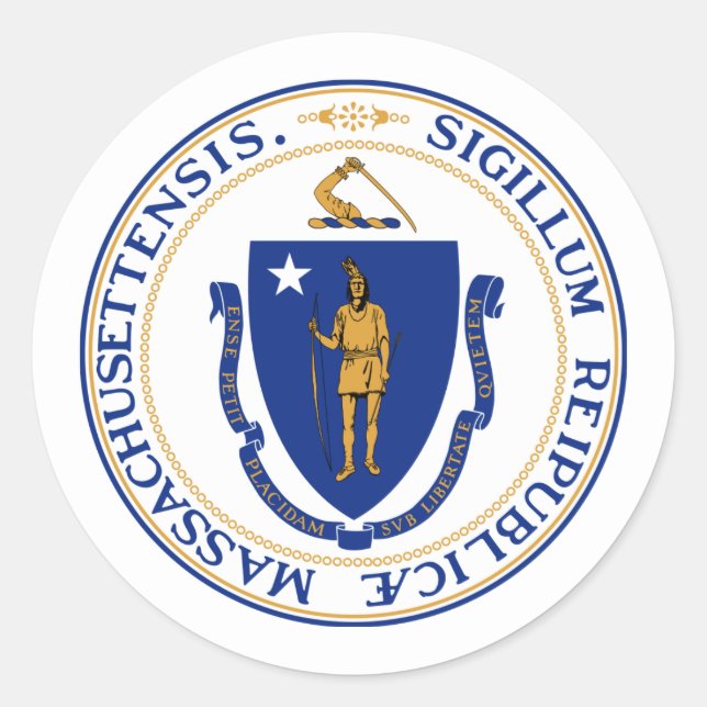 Massachusite Siegel, Siegel von Massachusetts Aufk Runder Aufkleber (Vorderseite)