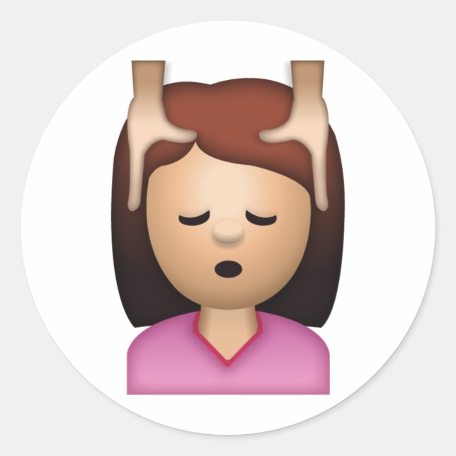 Massage für Frauen im Gesicht - Emoji Runder Aufkleber (Vorderseite)