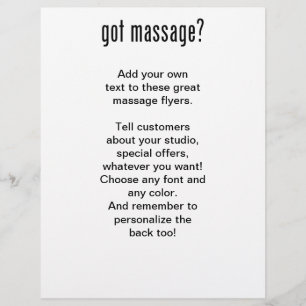 Massage got? In schwarzer Tinte Flyer