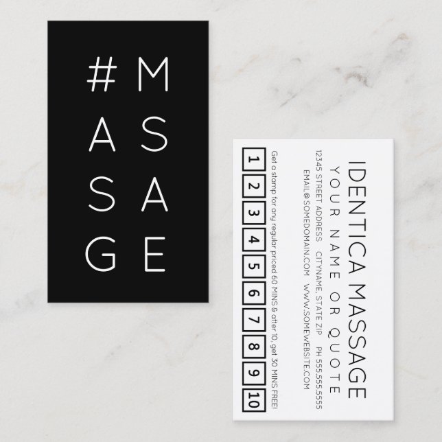 #MASSAGE Hashtag Loyalitätskarte Treuekarte (Vorne/Hinten)
