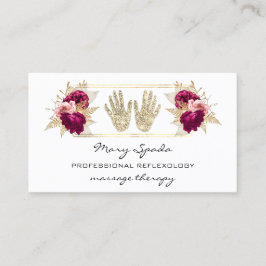 Massage Reflexologie Reiki Hands Gold QR Code Rosa Visitenkarte
