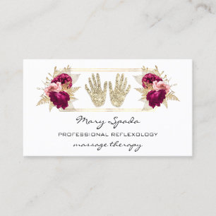 Massage Reflexologie Reiki Hands Gold QR Code Rosa Visitenkarte