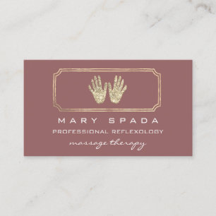 Massage Reflexology Glitzer Hands Gold QRCode Rose Visitenkarte