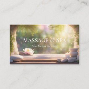 Massage & Spa pastellfarbene Heilsteine & Lotusblu Visitenkarte