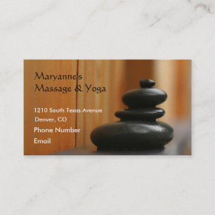Massage-Steine und Holz Terminkarte