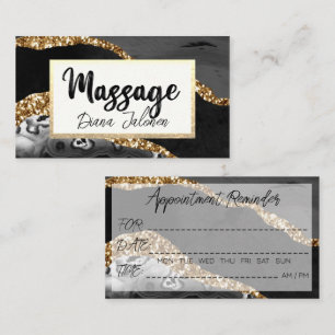 Massage-Termin-Erinnerung Gold Schwarz Marmor Visitenkarte
