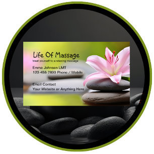 Massage Theme Business Cards Zen Design Visitenkarte