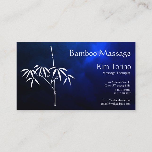 Massage-Therapeut Bamboo Dark Clouds Termin Visitenkarte (Vorderseite)